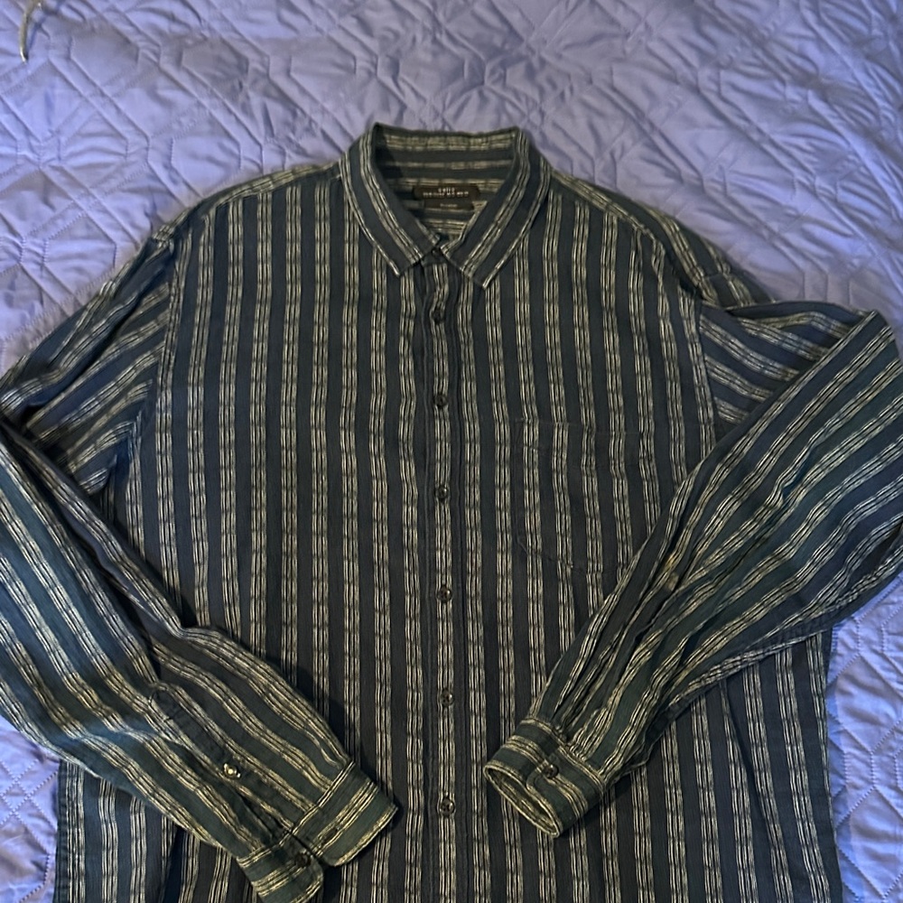 Stylish Blue and White Striped Men's Linen Shirt